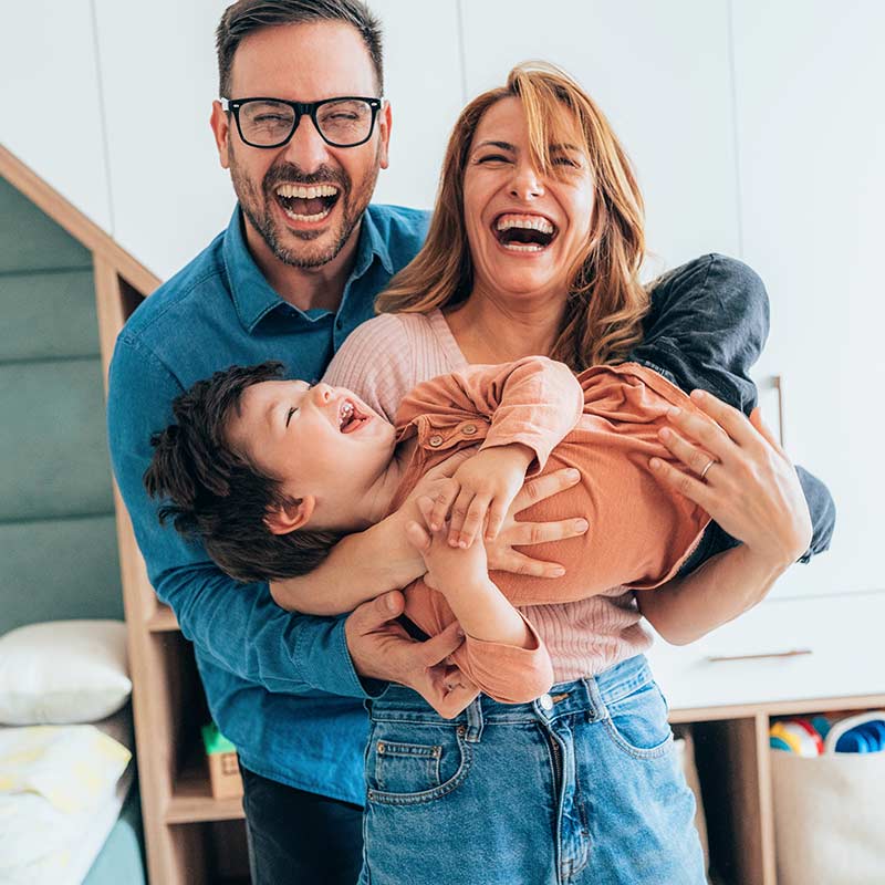 Shot of a family having fun indoors